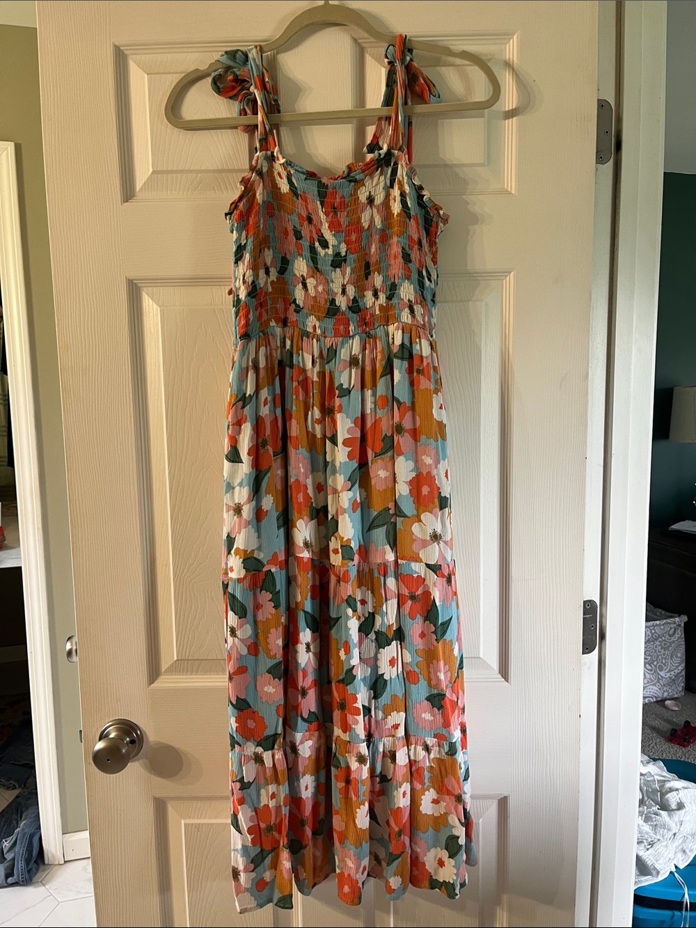 Polagram Multicolor Floral Smocked Midi Dress